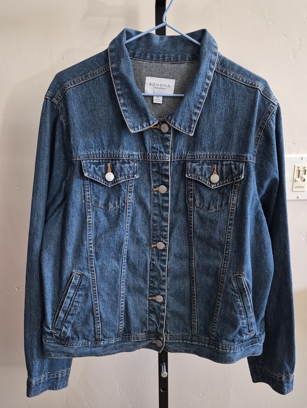 SONOMA Classic Boxy Denim Jacket in Medium Blue Size XL